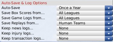Auto-Save and Log Options