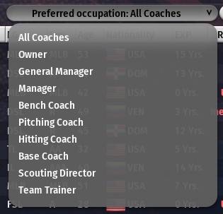 Preferred Occupation Drop-Down